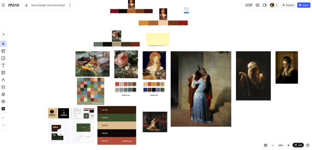 Moodboard imaginé d'après le storytelling et l'atelier why identifiés pour fabielle hirt