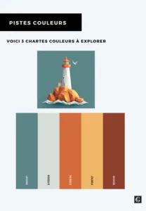 Pistes de charte graphique couleurs pour la direction artistique de shoptimiz dans un travail de création de marque et storytelling.