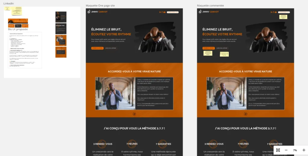Extrait de la conception graphique réalisée pour site web et linkedin en accord avec le storytelling de la nouvelle identité de marque.