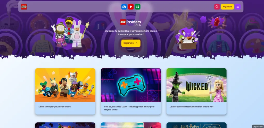 Exemple de marketing de contenu avec Lego et son site insiders club qui est fort en storytelling.